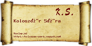Koloszár Sára névjegykártya