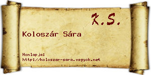 Koloszár Sára névjegykártya